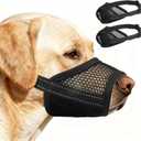 2 Pack Dog Muzzle,Mesh Soft Muzzle for Small Medium Large Sized Dog, Anti Barking Biting, Breathable Adjustable Drinkable，Mouth Cover for Grooming Training（Black, S