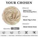 SARLA 2PCS Messy Hair Bun Hair Pieces Wavy Curly Synthetic Updo Fake Scrunchies Ponytail Extension for Women Cream Blonde