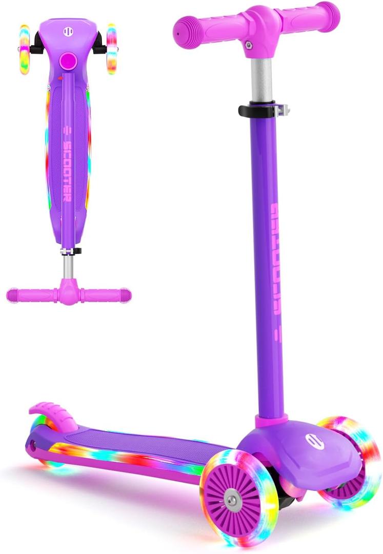 XJD 3-Wheel Scooter for Kids 2-8, Dynamic Gradient Deck Lights