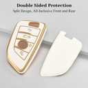 Suitable for BMW Key Fob Cover, Soft TPU Full Protection Key Case with Keychain for BMW X1 X2 X3 X5 X6 X7 and 2 5 6 7 Series Key Fob Holder, Gold White