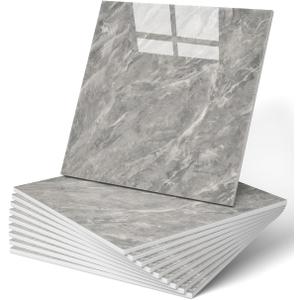 WADILE 20pcs Peel and Stick Tile Shower, 11.8"x11.8" Self-Adhesive Backsplash PVC Wall Panels for Home Bathroom, Kitchen, Living Room Dark Grey (Not Real Tile)