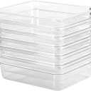 EGGKITPO 6 Pack 1/2 Size Food Pan 4 Inch Deep BPA Free Polycarbonate Food Storage Containers and 6 Pack 1/2 Size Lids Universal Food Storage Cover with Handle