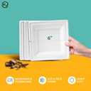 ECO SOUL Compostable Paper Plates 6 Inch, 200 Pack Small Disposable Dessert Plates, Heavy Duty, White Bagasse, Leak-Resistant, Microwave Safe, Eco-Friendly Square Appetizer Plates for Party & BBQ