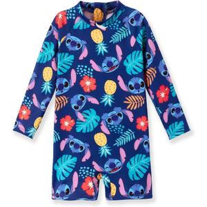 Disney Marvel Stitch Cars Spiderman Mickey Mouse Baby Boy Swimsuit Infant Toddler Bathing Suit UPF 50+ Zipper Long Sleeves (Blue)