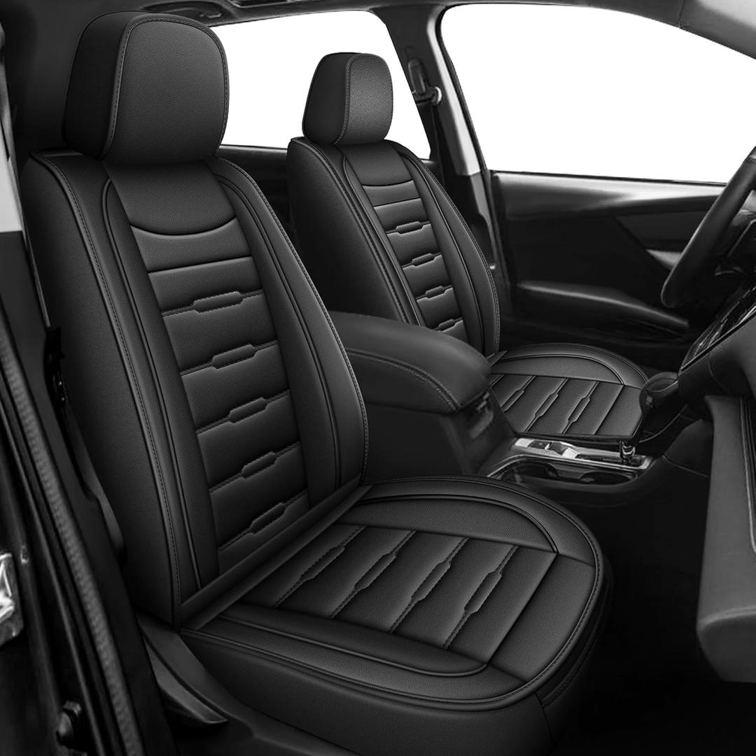 1:1 Custom Car Seat Covers Fit for Subaru Ascent 2019-2025 2026 Full Set 7 Seats Custom Seat Covers Waterproof Faux Leather Car Seat Protectors Compatible with Airbags (7 Seat, Black)