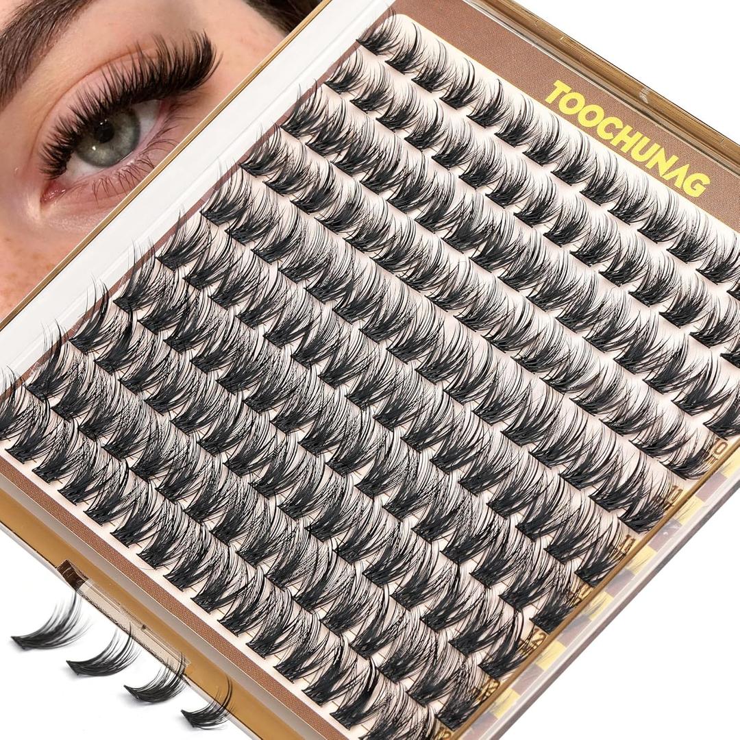 Short Lash Clusters 9-12mm Wispy Cluster Eyelash Extensions 160pcs Natural Individual Lashes Natural Look C Curly Thin Band Eyelashes Clusters by TOOCHUNAG