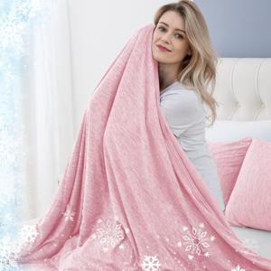 CHOSHOME Cooling Blanket for Hot Sleepers Lightweight Summer Cold Thin Blankets for Sleeping, Hot Flashes Night Sweats, Soft Blanket for Bed, Queen Size, Pink