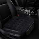 Car Seat Cushion, Universal Soft Plush Auto Seats Cover with Storage Pocket, Warm Seat Protector Pad with Non-Slip Bottom, Car Interior Essentials for Most Cars, Office, Home, Chair (Black)