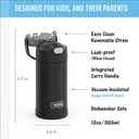 THERMOS FUNTAINER Water Bottle with Straw - 12 Ounce - Kids Stainless Steel Vacuum Insulated Water Bottle with Lid, Black