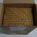 Woanger Set of 4 Wicker Storage Baskets OrganizerHandwoven Storage Bins with Lid for Organizing, Home Utility Box for Home Office Supplies Multipurpose Container(Orange)