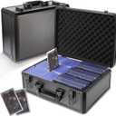 EcoVibe Trading Card Storage Box for 3" X 4" 35PT Toploaders 600+, Toploader Storage Box with 6 Foam Stoppers, Fits Toploader Magnetic Holders MTG Baseball Sports Top Loaders HolderBlack