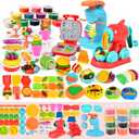 59 PCS 3 in 1 Dough Sets for Kids Ages 3-4-8, Art Crafts Dough Tools Kit, Ice Cream Playset Noodle Hamburger Maker Machine, Kitchen Creations Food Play Toys Toddlers Boys Girls