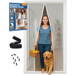 High-Density Magnetic Screen Door Mesh for Home and Patio, Tear Resistant Backdoor Screen Net with Magnetic Closure (Screen 34"x98")