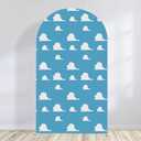 Arch Backdrop Cover Blue Sky White Clouds Background Boy Story Cartoon Hero Newborn Toy Theme Party Decoration Baby Shower Kids Birthday Decor Props (7.2FT)