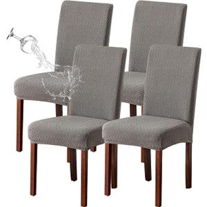 Genina Waterproof Chair Covers for Dining Room Set of 4 Kitchen Chair Covers Parson Dining Chair Slipcover,Gray