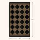 Easy Jute Indoor Outdoor Rug 3x5, Brown Black Checkered Patio Front Porch Rug Decor, Diamond Laundry Room Floor Mats, Boho Border Washable Non Slip Mat for Entryway, Kitchen, Backyard, Farmhouse Style