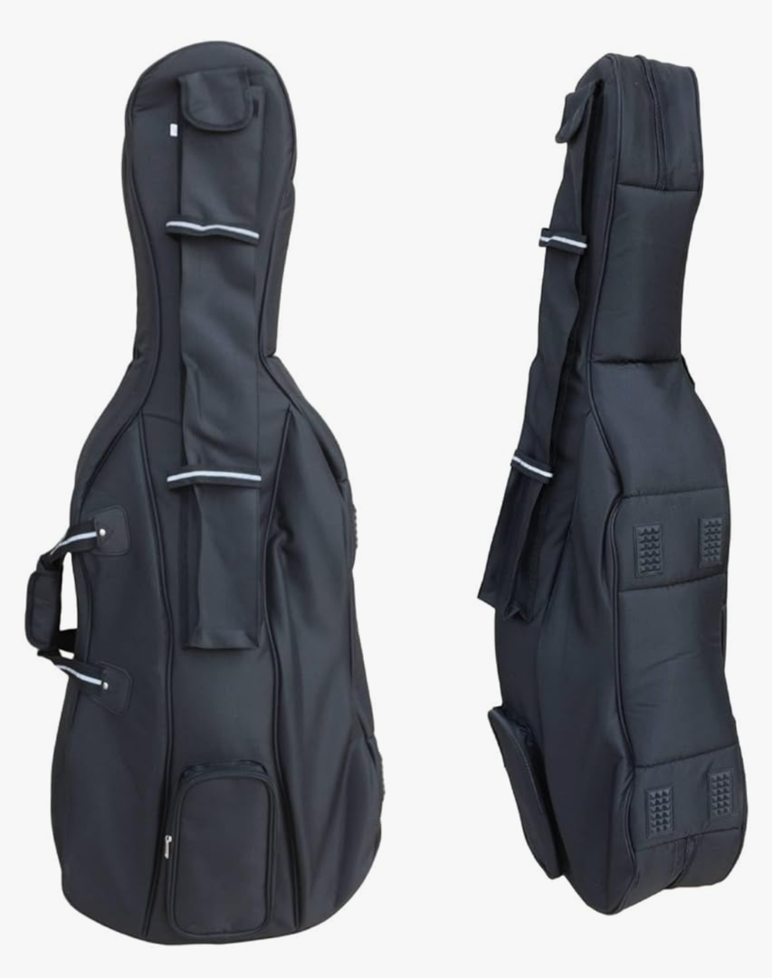 Cello Gig Bag, 4/4 Size, Nylon Exterior, 20mm Thick Foam Padding, Adjustable Backstraps, Multiple Pockets, Front Accessory Storage, Back Sheet Music Pocket, Cello travel soft case (Black)