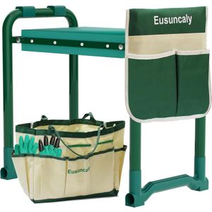 Foldable Garden Kneeler Seat Heavy Duty,Portable Garden Stool with Tool Bags,Widened 10.2" Thick Kneeling Pad,Gardening Bench Gifts for Parents,Gardener,Horticulturist,Green
