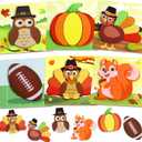 6 Pack Thanksgiving Wooden Puzzle for Toddlers, Thanksgiving Toys Jigsaw Puzzles for Thanksgiving Activities Party Favors Games Kids Boys Girls Thanksgiving Gifts Supplies