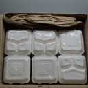 9x9 Clamshell Food Containers, 100 Pack Disposable Take Out Food Container With 3 Compartments, Compostable To Go Boxes, Eco Friendly To Go Containers With White Bagasse