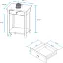 Casual Home Owl Night Stand with USB Port Charging Station and Drawer, 17.5" W x 14.25" D x 24.5" H, Walnut Black