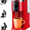 SHARDOR 3 in 1 Coffee Maker, K Cup Coffee Maker Compatible with Ground Coffee & Teas, Single Serve Coffee Machine, 614oz Brew Sizes, 40oz Detachable Water Reservoir, Descale Settings, Red