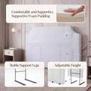 Lineshading Upholstered Twin Size Headboard in White Dorm Bed Twin Headboard with Adjustable Metal Bed Rail Slots Fabric Panel for College Dorm Bedroom Back to School Supplies, 19.69 x 29.53 inches