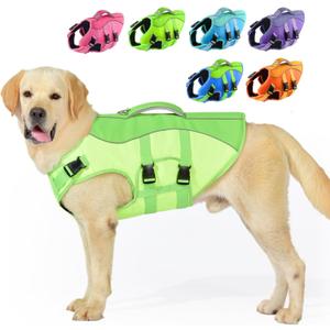PETDSH Dog Life Jacket Small, High Flotation Dog Life Vest for Swimming Boating, Reflective Puppy Lifejacket with Superior Buoyancy and Rescue Handle, Adjustable Safety Dogs Floating Vests (X-Small, Chest Girth: 11.8-16.5''), Fluorescent Green & Green