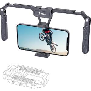Zeadio Aluminum Smartphone Stabilizer Grip, Foldable Cellphone Video Rig, Filmmaking Vlogging Case, Phone Stabilizer Tripod Mount for All iPhone and Android Smartphones