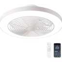 Orison Ceiling Fans with Lights, Low Profile Ceiling Fan with Lights and Remote, 6 Wind Speeds Smart Flush Mount Ceiling Fan for Bedroom, Kids Room and Living Room 19.7" (White)