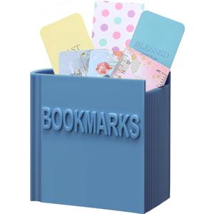 Honeydak 3D Printed Book Shaped Bookmark Holder Book Lover Gift Bookish Accessory Office Desk Supplies Funny Bookmark Accessories End of Year Gift for Teacher (Blue Gray), 3.11 x 1.75 x 3.32 inches