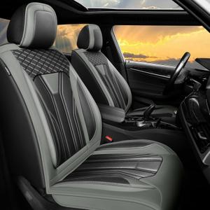 Fit Camry Car Seat Covers for Select Toyota Camry 2012-2025 2026 Full Set Premium Leather, Waterproof BreathableAll-Weather Seat Cushion Protecto & Airbag Compatible, 5-Seats Gray & Black