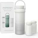 Momcozy 22oz Portable Breast Milk Cooler for Outdoor, Life Saver with 360° Total Cooling for 24 Hours, Larger Capacity Travel Breastmilk Chiller with 1 pc Baby Bottles for Breastmilk Storage, Cream