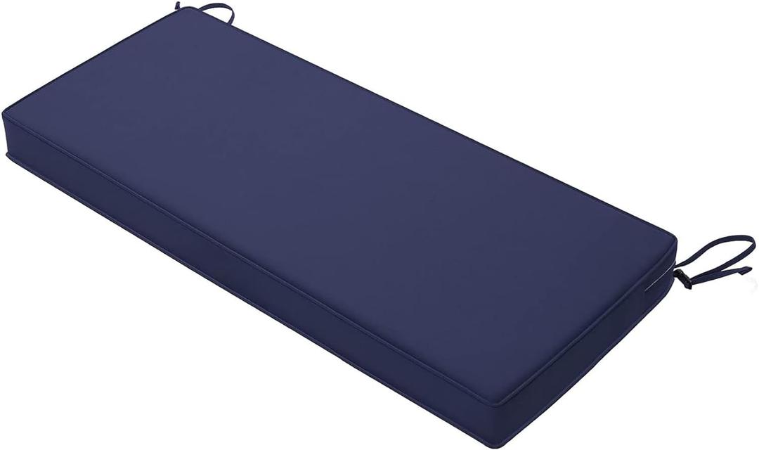 Favoyard Outdoor Bench Cushion 42 x 18 Inch Waterproof Patio Furniture Cushions 3-Year Color Fastness Garden Sofa Settee Couch Swing Pads with Handle and Adjustable Straps, Blue