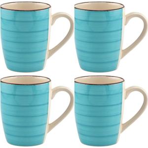 Coffee Mug Ceramic Set Of Four Turquoise Blue Royal Norfolk With Swirl Design