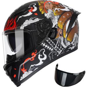 TRIANGLE Motorcycle Helmets Full face Helmet for Adults Men and Women Dual Visor with Internal Sunshield DOT Approved (Matte Golden, Large)