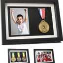 Medal Display Shadow Box - 3 Medal Display Case - Perfect for Runners, Marathon, Race Winner, Soccer, Football, Gymnastics & All Sports (Black, A4)
