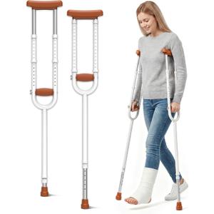 Loyoda Heavy Duty Aluminum Crutches with Ergonomic TPR Hand Grips, 2 Pack