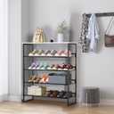 Garden 4 you Shoe Rack for Entryway 5 Tiers 11.8" D x 29" W x 36.5" H, Metal Shoe Rocks with White Wooden Tabletop, Angled Shoes Rack with Adjustable Mesh Shelves for Entryway Hallway Closet