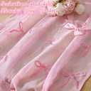 Tudomro Embroidery Pink Bow Tulle Table Runner 9.2 ft Coquette Pink Cheesecloth Table Runner 110 Inch Gauze Boho Dining Decor for Wedding Birthday Baby Shower Christmas Valentine's Home Decor