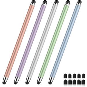 Stylus Pen for Touchscreen,5 PCS Stylus,2-in-1 Stylus Pen for iPad, High Sensitivity Precision Suitable for Touch Screens of iPhone/ipad/Android Tablet(Silver/Blue/Rose Gold/Purple/Light Green)