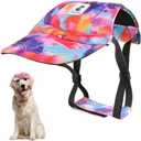 Pawaboo Dog Baseball Cap - Upgraded Elastic Ear Holes - Adjustable Dog Outdoor Sport Sun Protection Baseball Hat Cap Visor Sunbonnet Outfit for Small Medium Large Dogs, XL, Colorful