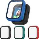 Case for SyncUP Kids Watch 2 with Tempered Glass Screen Protector, Shockproof Hard PC Bumper Protective Cover Compatible with SyncUP Kids Watch 2 (Black/Blue/Green/Red)