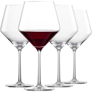 Physkoa Red Glasses Set of 4 23 oz Large Hand-Blown Crystal Glassware, Premium Burgundy Glasses for Red Lovers Wedding, Housewarming, Birthday, Mothers Day Gift for Women and Men