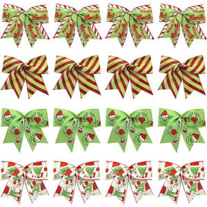 Christmas Bows 16 Pcs Red Green Christmas Bows for Tree Gift Wreaths Wrapping Garland, 6 Inch Christmass Decorations Ribbon Xmas Tree Ornaments