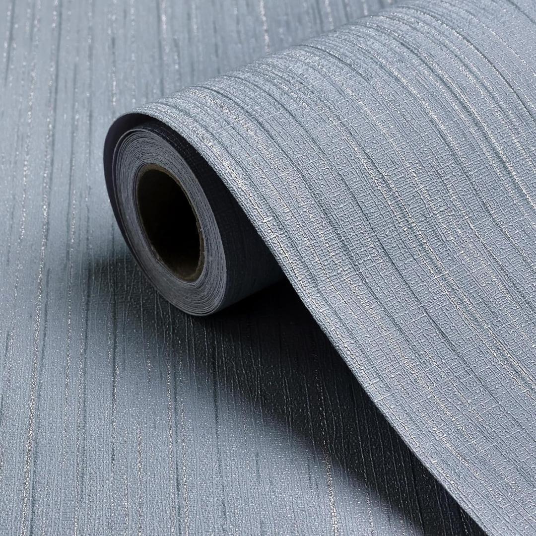 Blue Grasscloth Peel and Stick Wallpaper Texture Self-Adhesive Contact Paper 15.7" X 120" Faux Grasscloth Removable Wallpaper for Cabinets Counter Top Liners