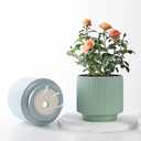 Puoyikt Ceramic 4.9+6.3 inch Planters, Modern Home and Office Flowerpot, Indoor and Outdoor Flowerpot with Drainage Hole (Grayish Blue)