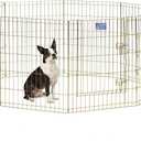 MidWest Homes for Pets Folding Metal Puppy/Dog Exercise Pen, Indoor/Outdoor Playpen with Door, 16 Sq Feet of Play Space, 30-Inches Tall, Gold Zinc