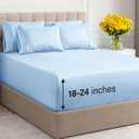 Extra Deep King Sheet Set - 6 Piece Breathable & Cooling Sheets - Hotel Luxury Bedding Set with 18-24 Inch Extra Deep Pockets - Easy Fit - Super Soft, Wrinkle Free and Comfy - Light Blue, King Size (19 - Baby Blue)