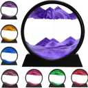 rysnwsu 3D Dynamic Sand Art Liquid Motion, Moving Sand Art Picture Round Glass 3D Deep Sea Sandscape in Motion Display Flowing Sand Painting Relaxing Desk Toys (Purple, 7'')